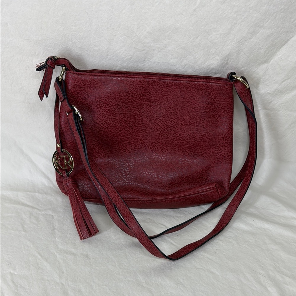 Kim Rogers Red Leather Crossbody Bag with Adjustable Strap